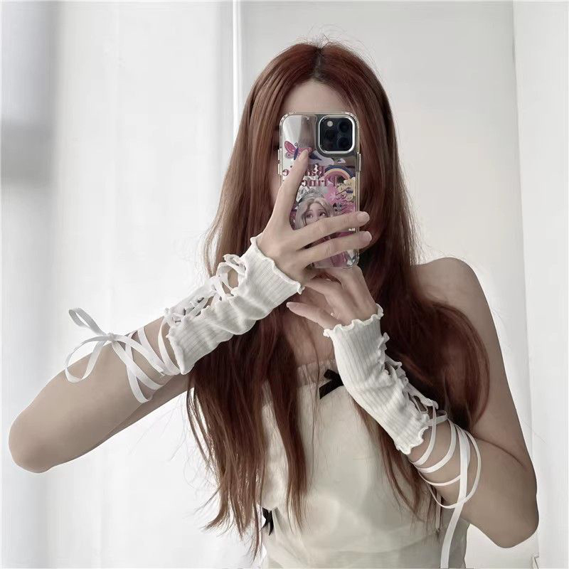 Summer Clothing Design - Fingerlose Armstulpen für Damen mit Schnürung,