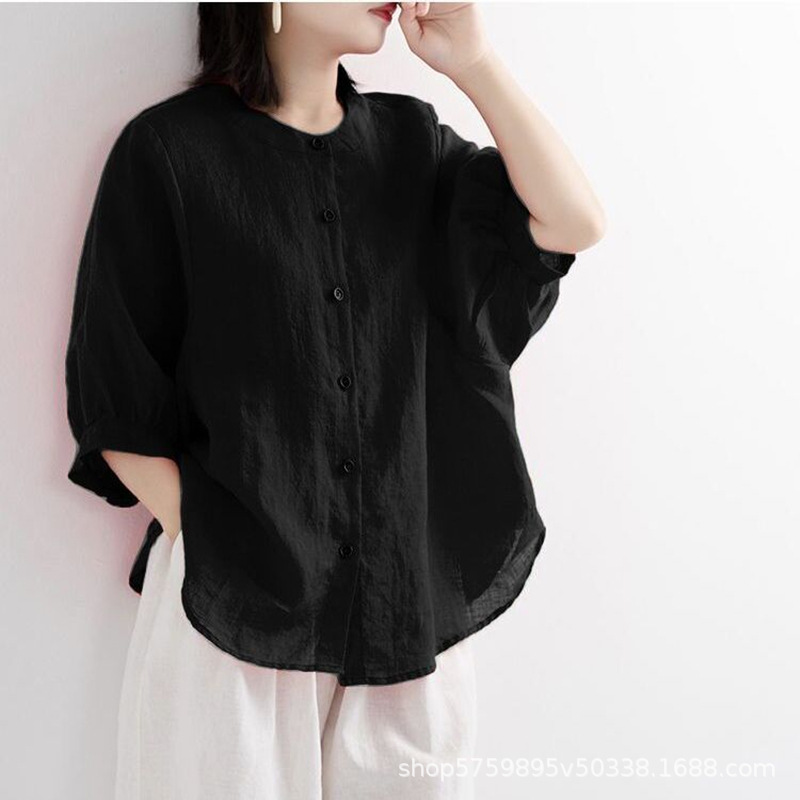 Summer Clothing Office - Übergröße Damen Einfarbige Komfortable Bluse Lose