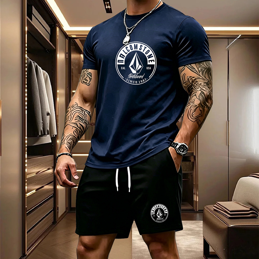 Summer Outdoor Clothing - Herren Freizeit-Sportbekleidung 2-teiliges Set Klassisches Kurzarm-T-Shirt