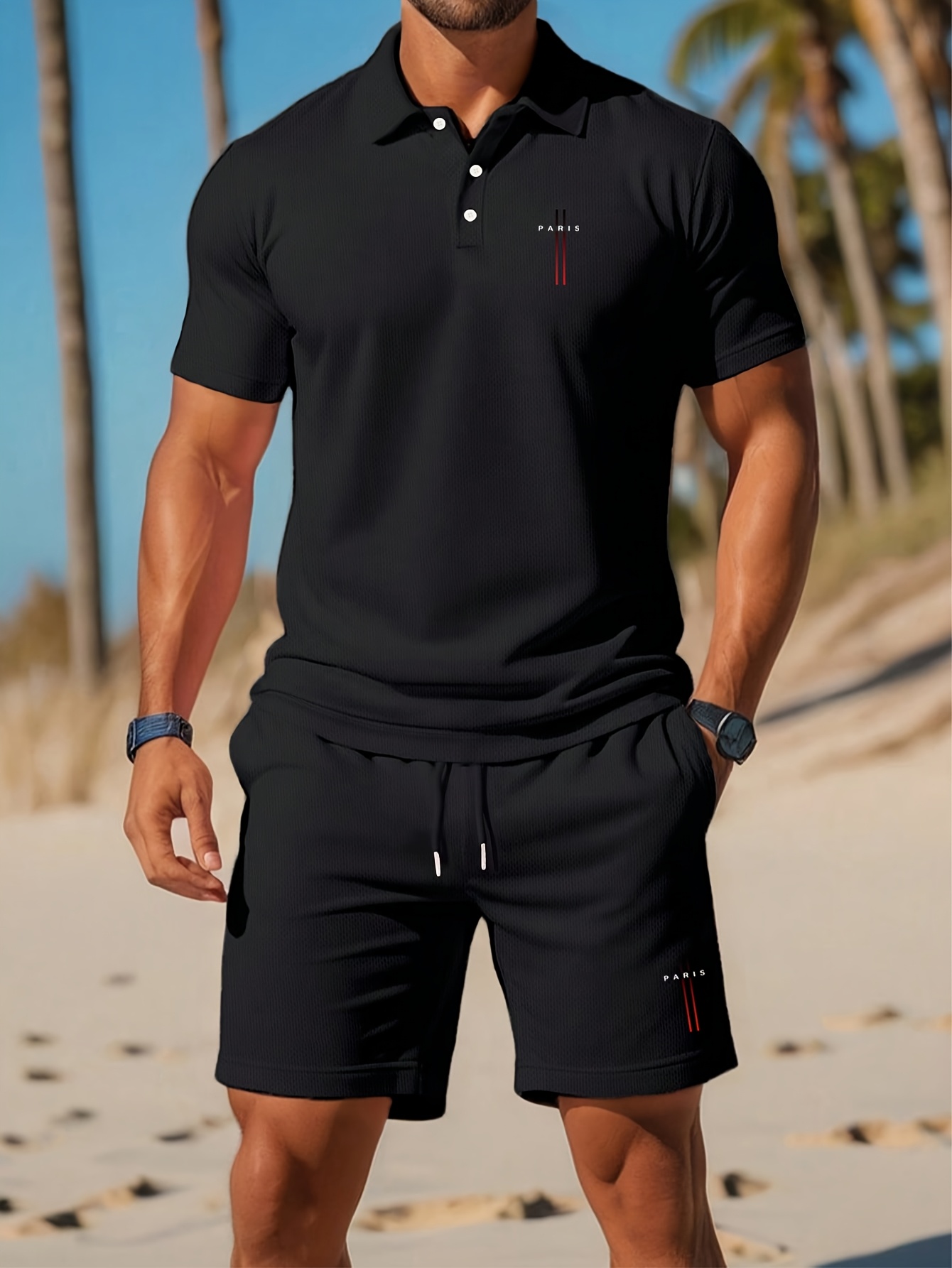 Summer Clothing Design - 2026 Sommer Herren-Poloshirt-Set – 3D-gedrucktes Design,