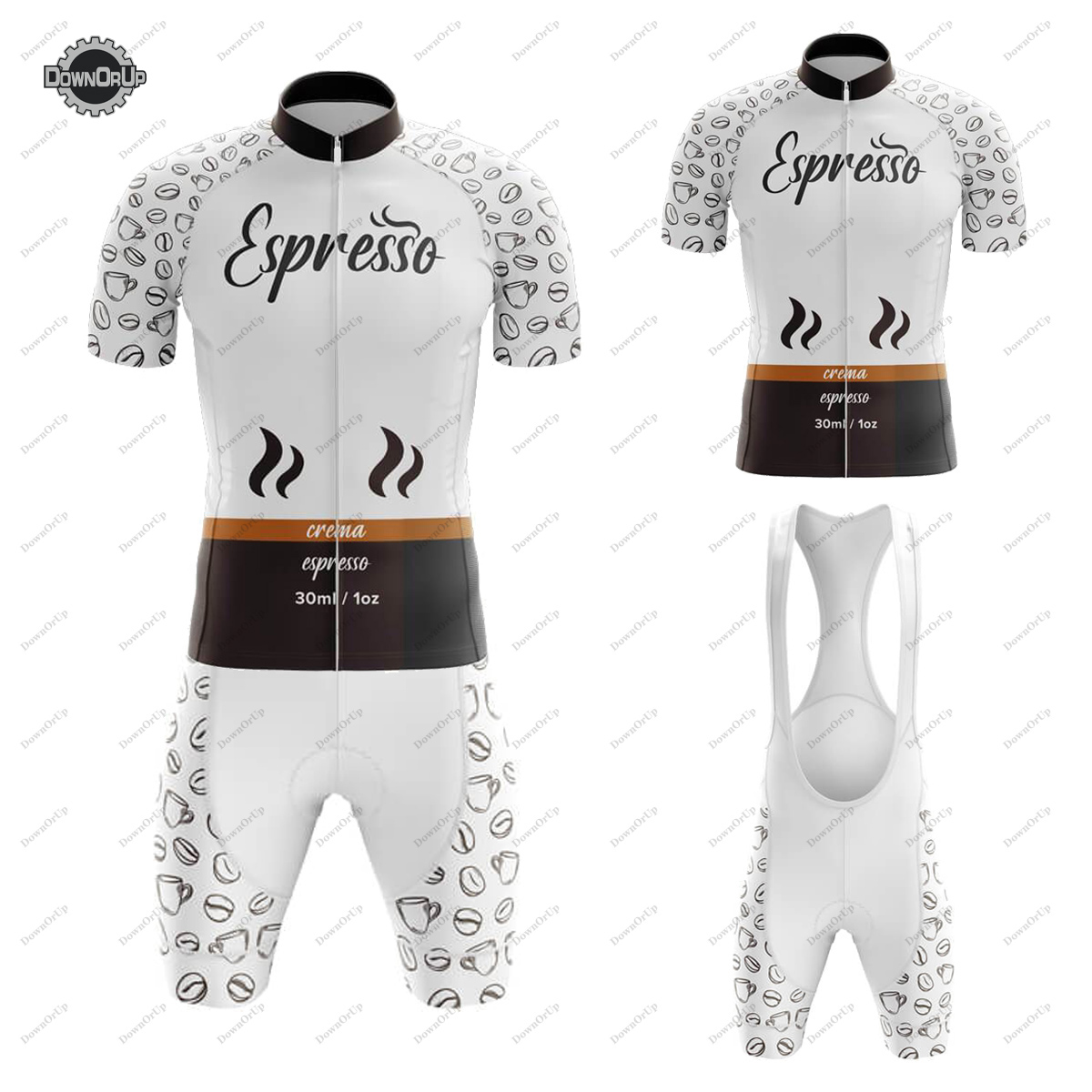Summer Clothing List - Coffee List Espresso-Radtrikot-Set für Herren, kurzärmelig,