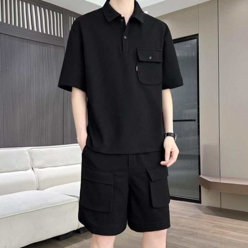 Summer Outdoor Clothing - Herren Sommer Kurzarm-Poloshirt und Shorts Set