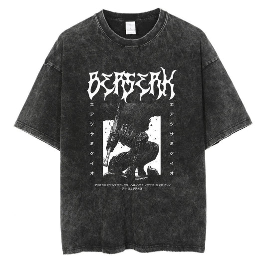 Japanese Summer Clothing Men - Japanisches Anime Berserk Retro Washed T-Shirt