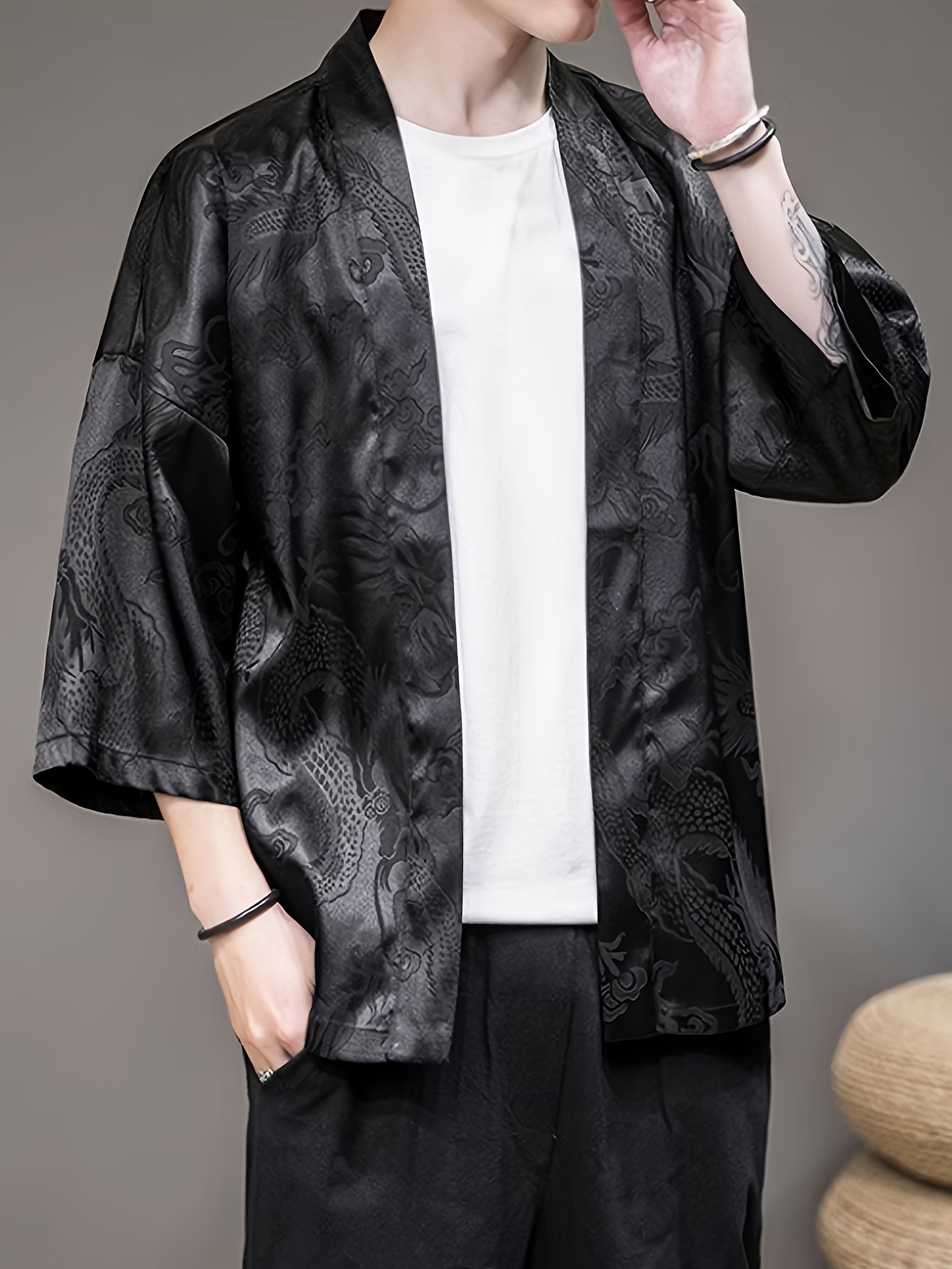 Summer Clothing Design - 2026 Sommer Herren Kimono mit 3D-Druckdesign