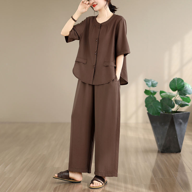 Summer Clothing Over 60 - Neues Sommer-Baumwoll-Leinen-Set mit Weiten Hosen für
