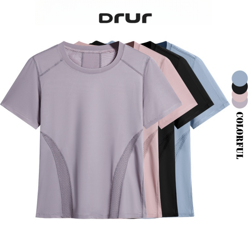 Summer Yoga Clothing - DRUR Sommer Leichtes Lauf-T-Shirt für Damen,