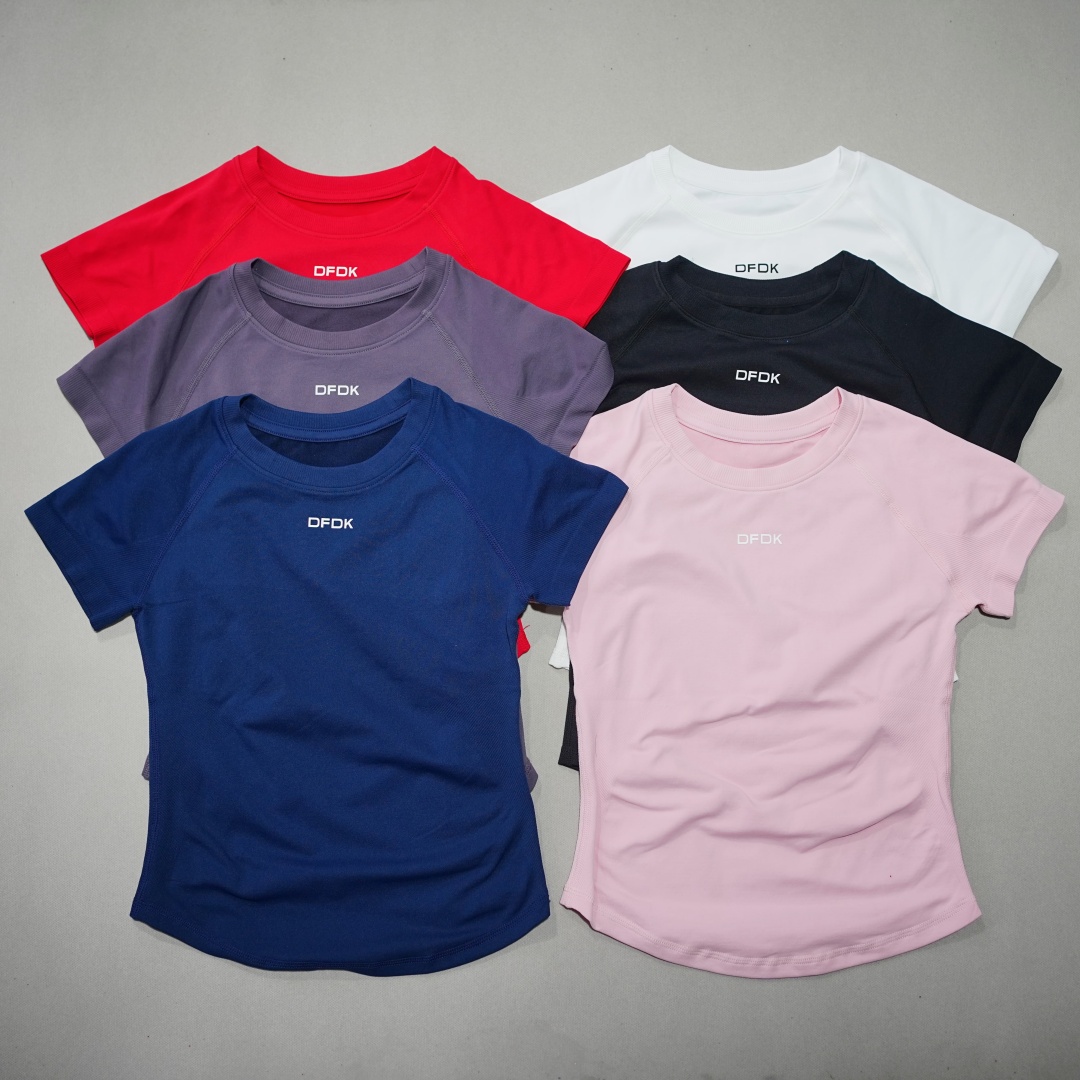 Summer Yoga Clothing - DFDK Damen-T-Shirt, elastisch, schmal geschnitten, kurzärmelig,