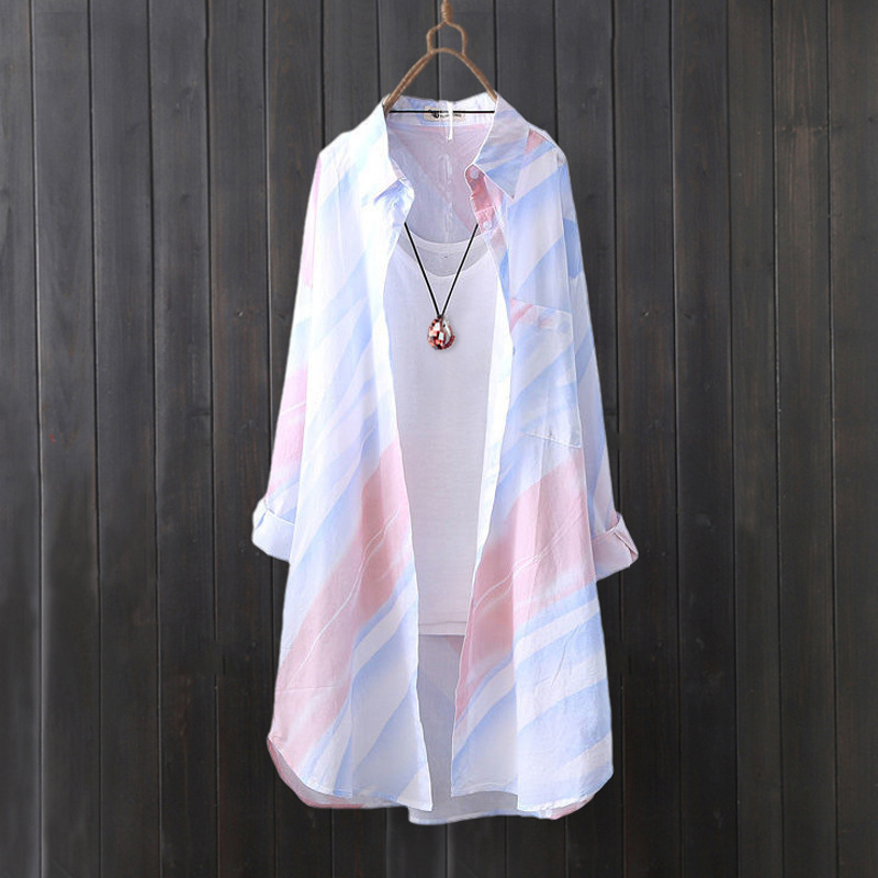 Summer Clothing Design - Chiffon-Hemd für Damen, mittellange Sommer-Tops, bedrucktes