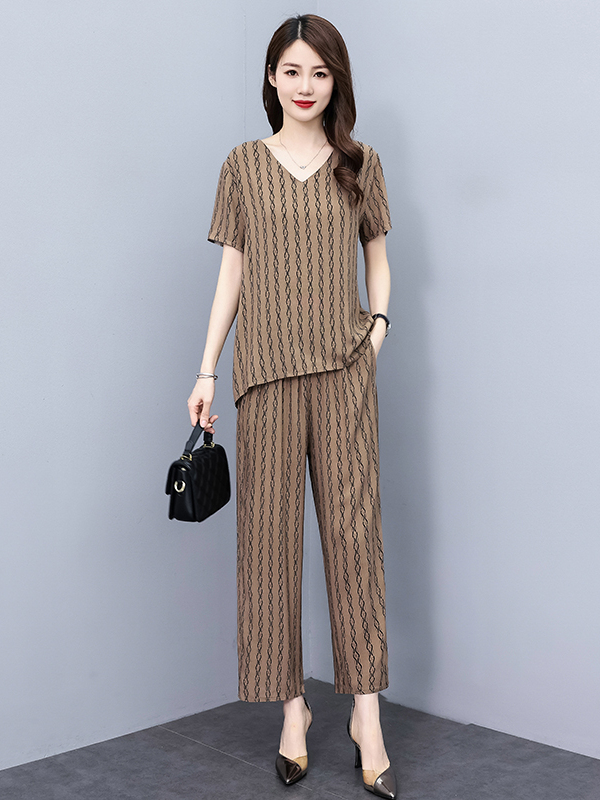 Summer Clothing Over 60 - Sommer Neues Lockeres Koreanisches Kurzarm-Zweiteiler-Set Vielseitiges