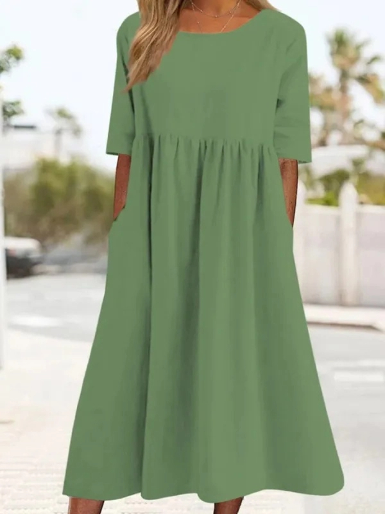 Summer Clothing Colors - Neues modisches Damenkleid mit Rundhalsausschnitt, lässig,