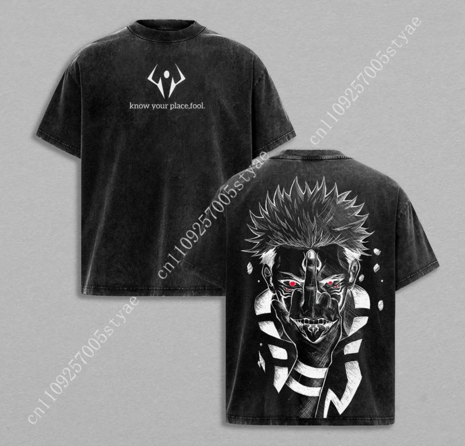 Summer Quilt - Anime Ryomen Sukuna Grafik-T-Shirt Vintage-Waschung Übergroßes