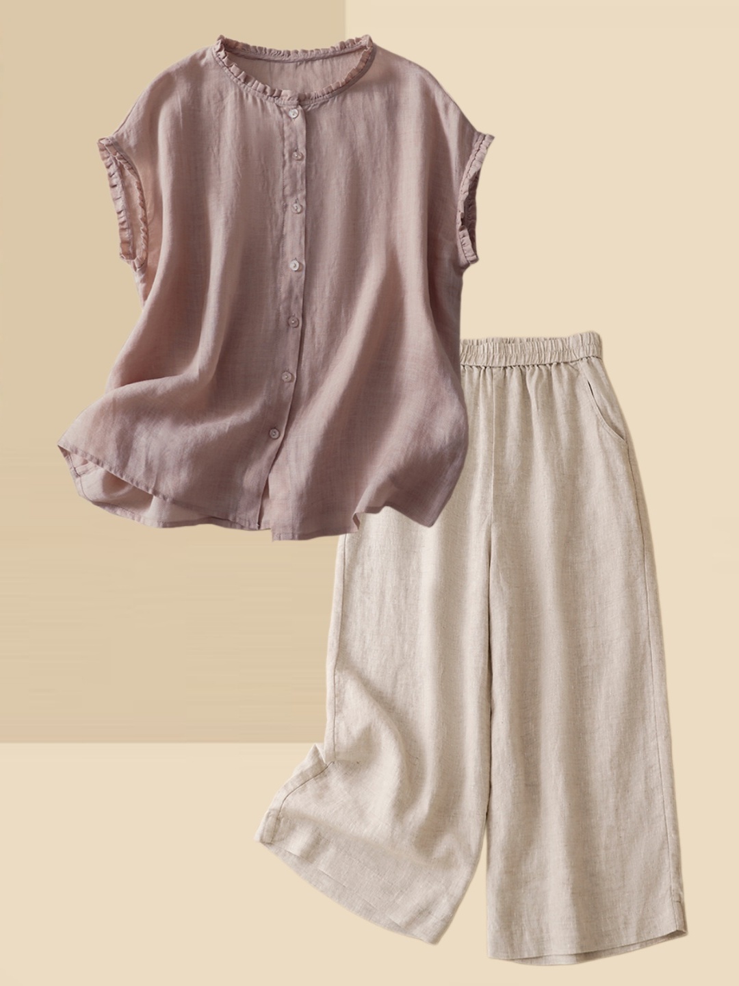 Summer Clothing Over 60 - Damen-Set aus dünner Baumwolle und Leinen: