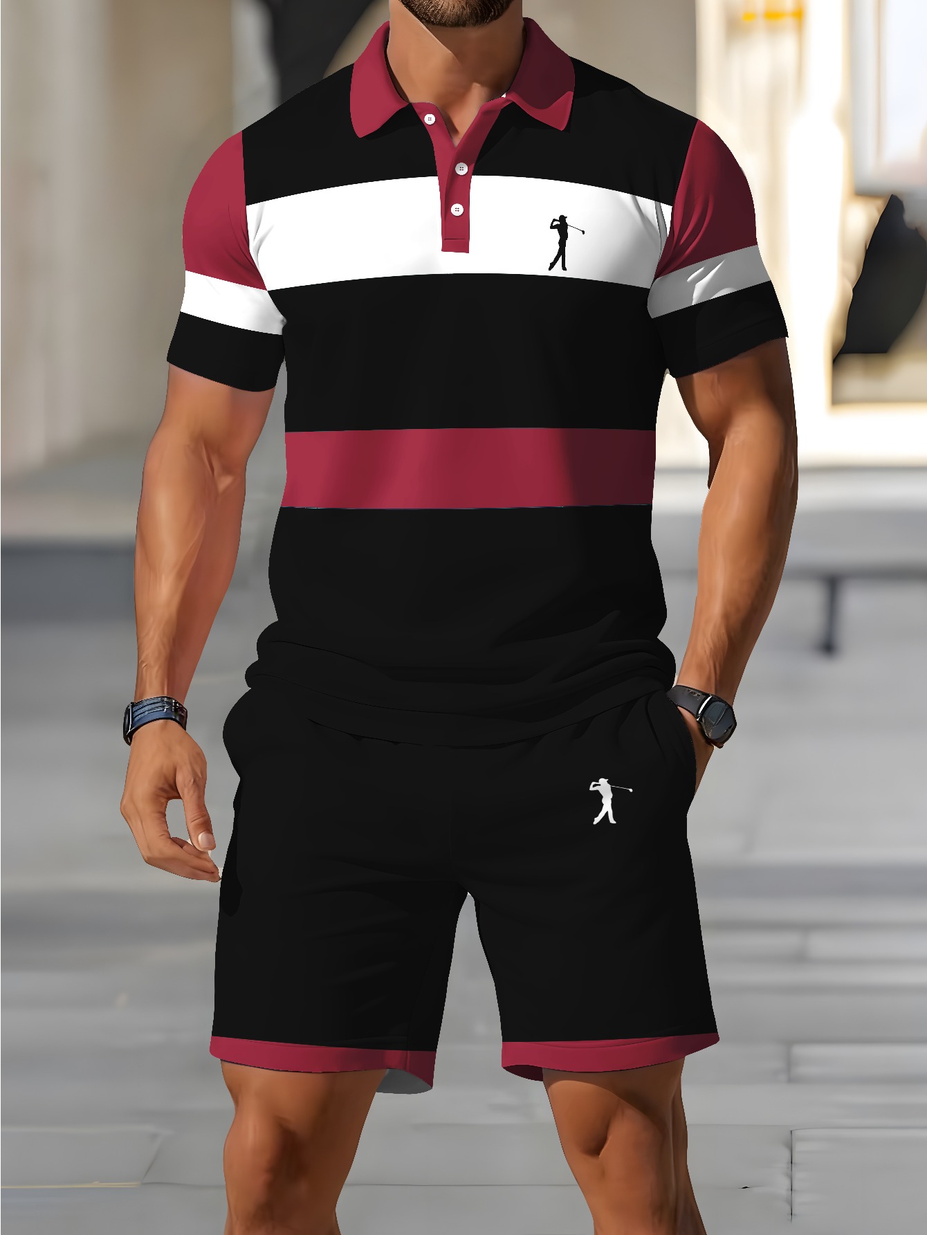 Summer Clothing Design - 2026 Sommer Herren-Poloshirt-Set – 3D-gedrucktes Design,