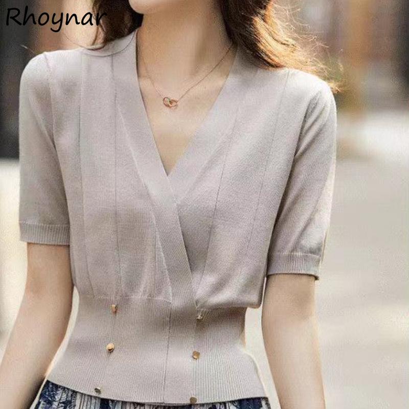 Summer Clothing Colors - Blusen Frauen Sommer Solide Einfache 2