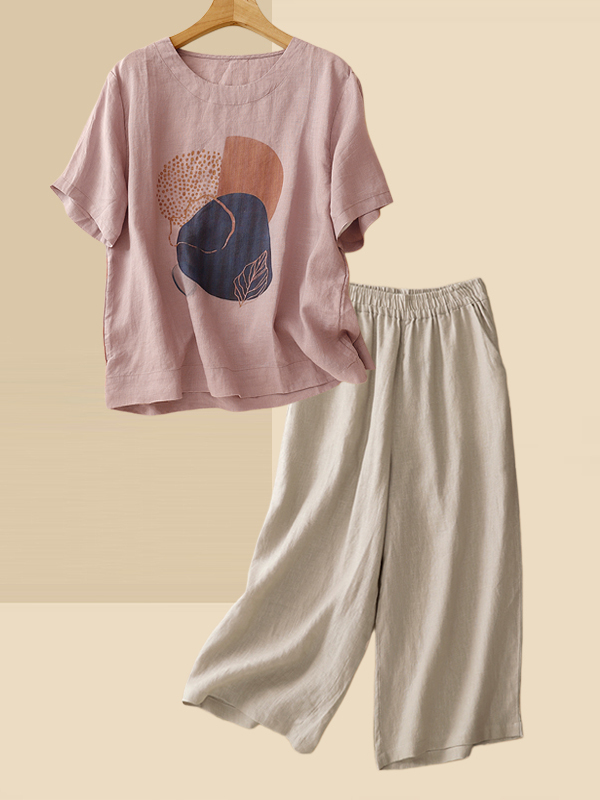 Retro-Leinen-T-Shirt mit kurze – Summer Clothing Over 60 Bewertung und Preis