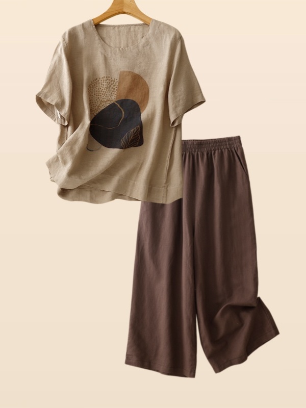 Retro-Leinen-T-Shirt mit kurze – Summer Clothing Over 60 Bewertung und Preis