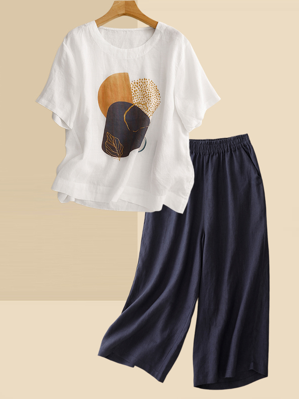 Retro-Leinen-T-Shirt mit kurze – Summer Clothing Over 60 Bewertung und Preis