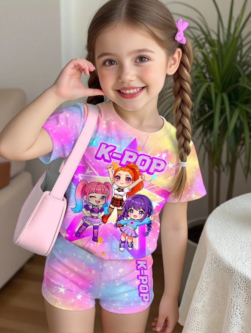 K-Pop Cartoon Grafik Mädchen T – Summer Clothing List Bewertung und Preis