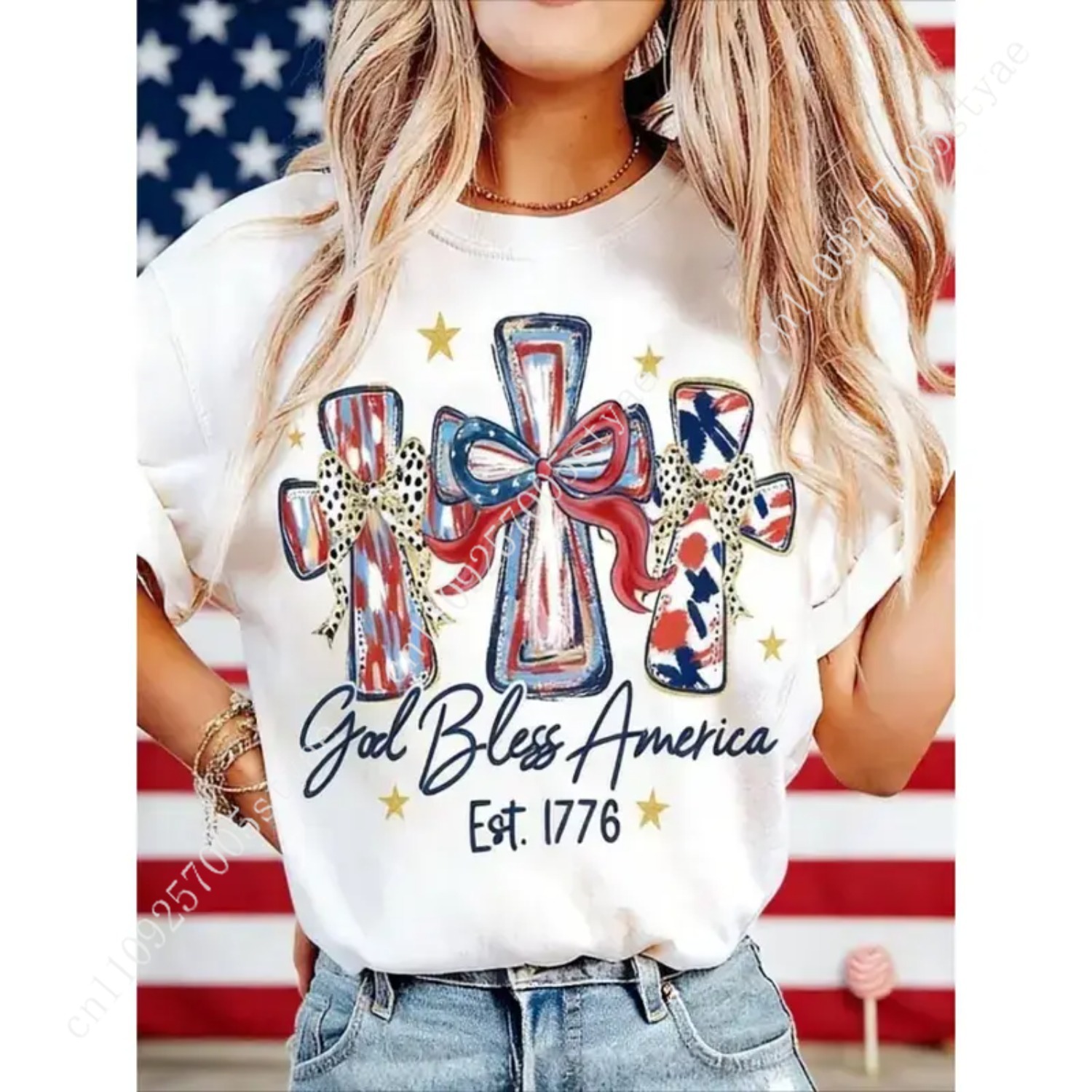 God Bless America Damen-T-Shir – Summer Quilt Bewertung und Preis