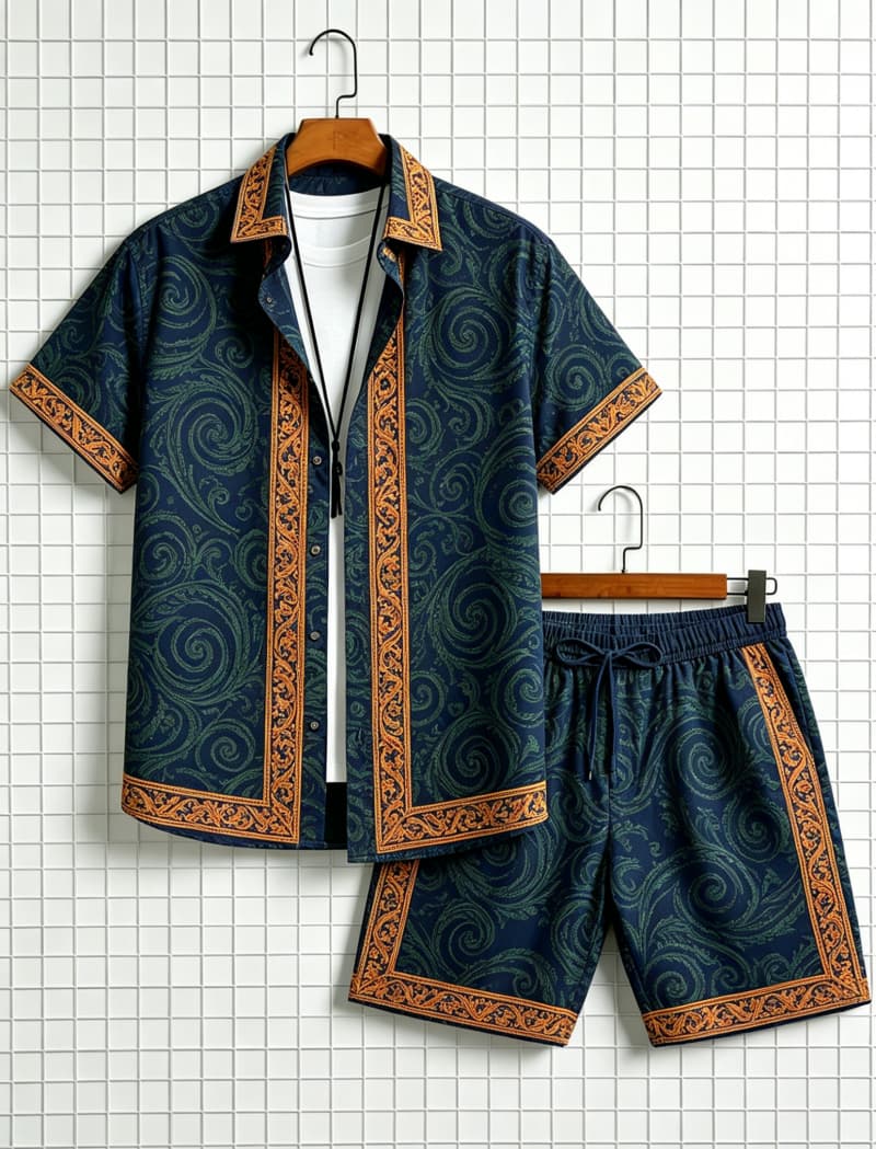 Herren-Set mit ethnisch bedruc – Summer Outdoor Clothing Bewertung und Preis