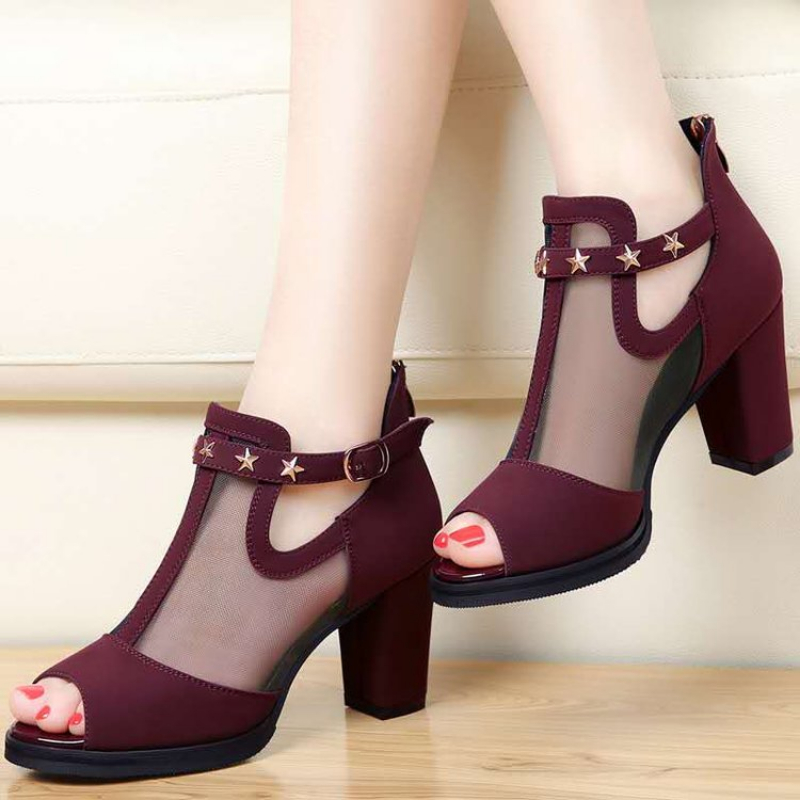Mesh Peep Toe Blockabsatz Dame – Summer Clothing Office Bewertung und Preis